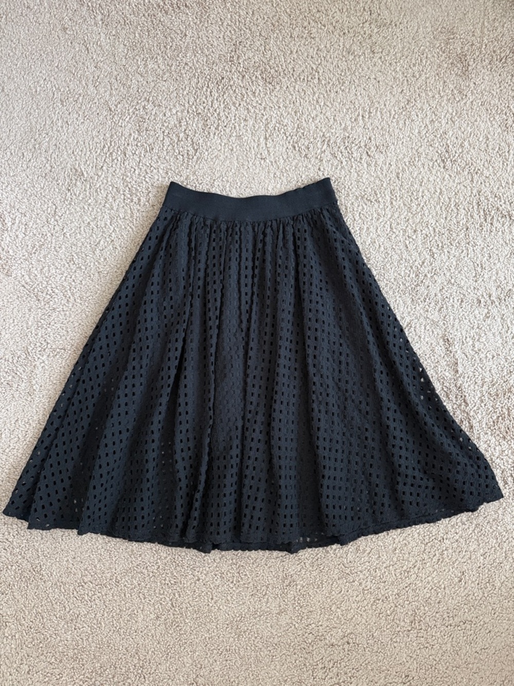 BCBGeneration Black Eyelet Full Circle Skirt Size Small